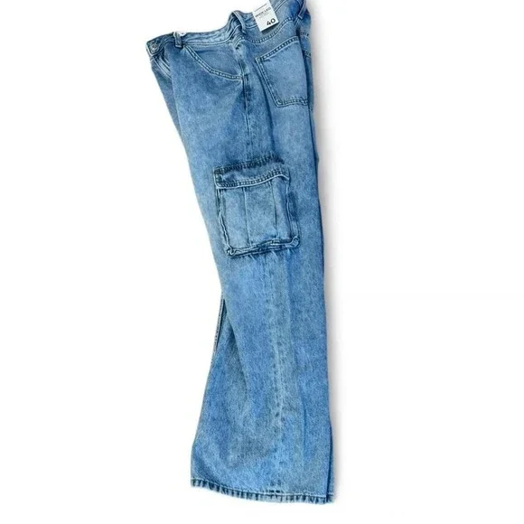 Clockhouse C&A Cargo Jeans NWT EU 40 Light Wash Wide Leg Baggy Denim - Picture 4 of 8